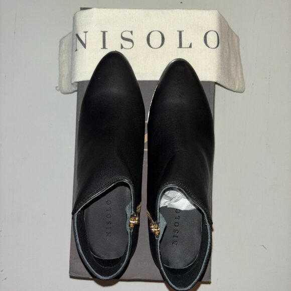 NIB | Nisolo Lana Leather Zip Up Ankle Boot Black Rubber Size 6 - Picture 3 of 10